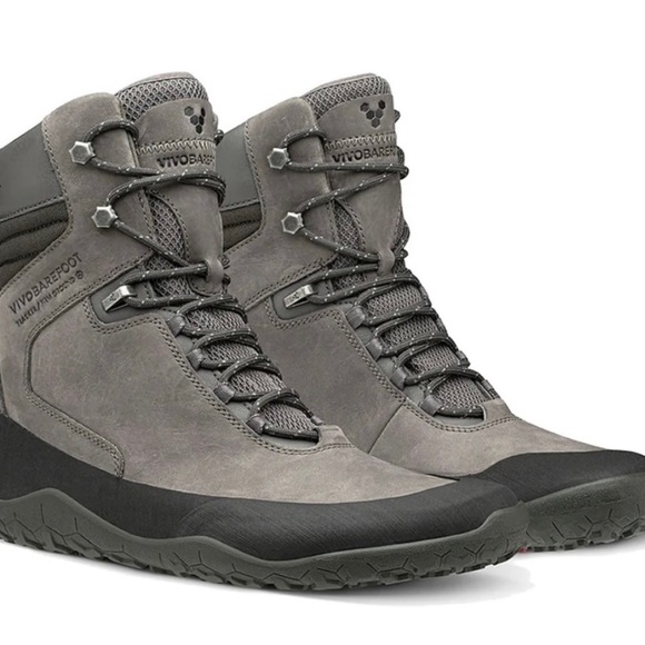 VIVOBAREFOOT Dark Grey TRACKER HI FG L Leather Boots EU 41 SZ 10 NEW IN BOX - Picture 2 of 5